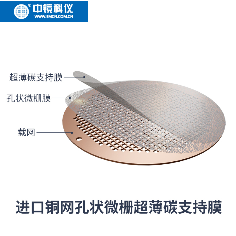 中镜科仪  进口载网超薄碳膜/孔状微栅超薄碳支持膜 TEM载网支持膜